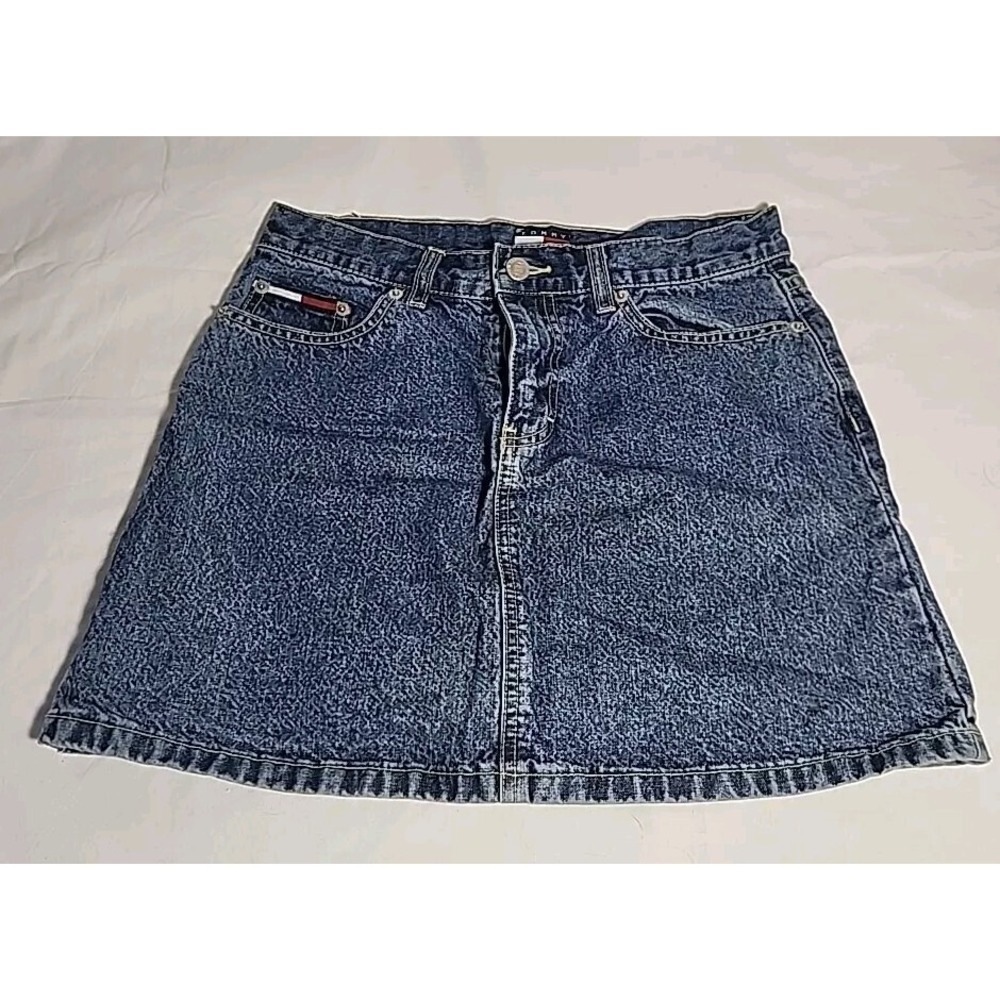 Tommy Hilfiger Vintage Juniors Ladies Women's Dark Denim Blue Jean Skirt Size 7